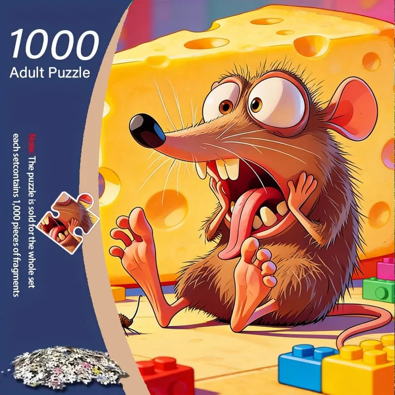 ตัวต่อจิ๊กซอว์รูปหนู 1000 ชิ้น - ของเล่น DIY สำหรับผู้ใหญ่และครอบครัว เหมาะสำหรับคลายเครียด เกมตัวต่อกระดาษพกพา