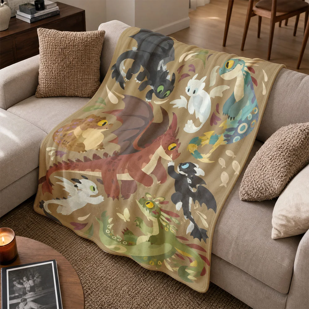 Premium Fantasy Dragon Throw Blanket Decorative Sofa Cover for Living Room Boho Mythical Creatures Cozy Textile Home Decor Gift