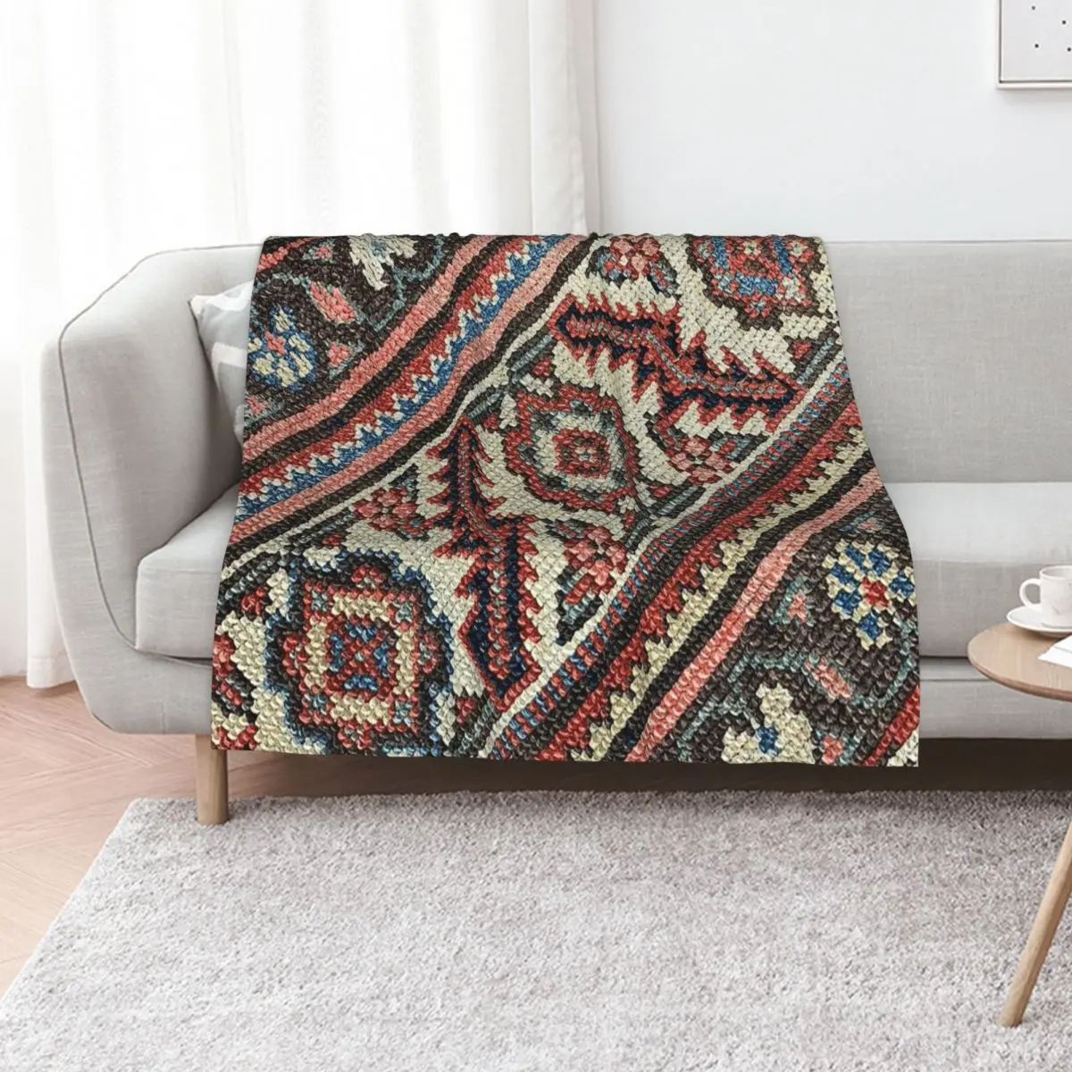 Decorative Kilim, Navaho Weave, Woven Textile Throw Blanket for babies Polar Flannel anime Plaid on the sofa Quilt Blankets