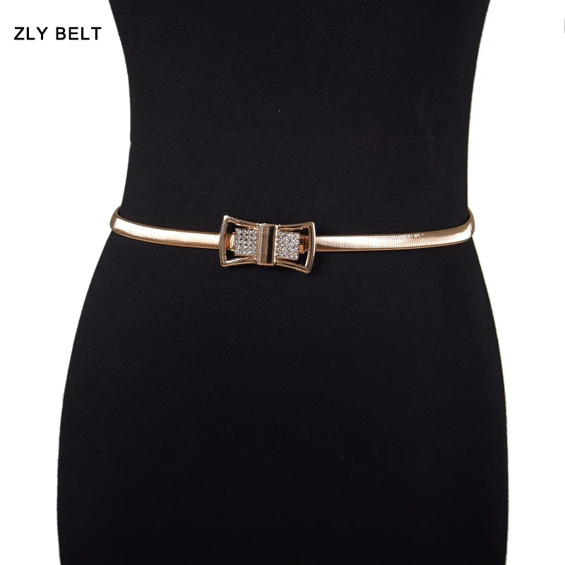 2024 New Fashion Belt Women Elastic Diamond Inlay Decoration Metal Spring Waist Chain Accessories Luxury Dress Coat Style Waist