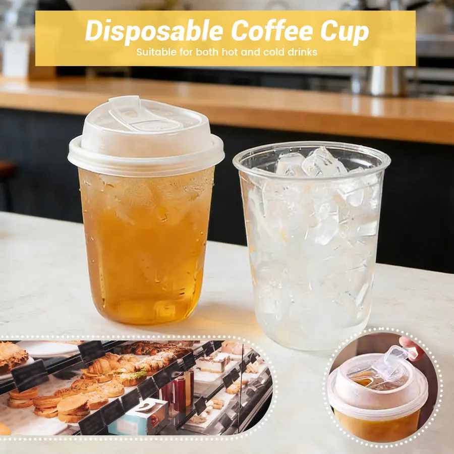 

Disposable Clear Plastic Cups 20PCS – Iced Coffee & Smoothie Cups with Lids for Cold Beverages