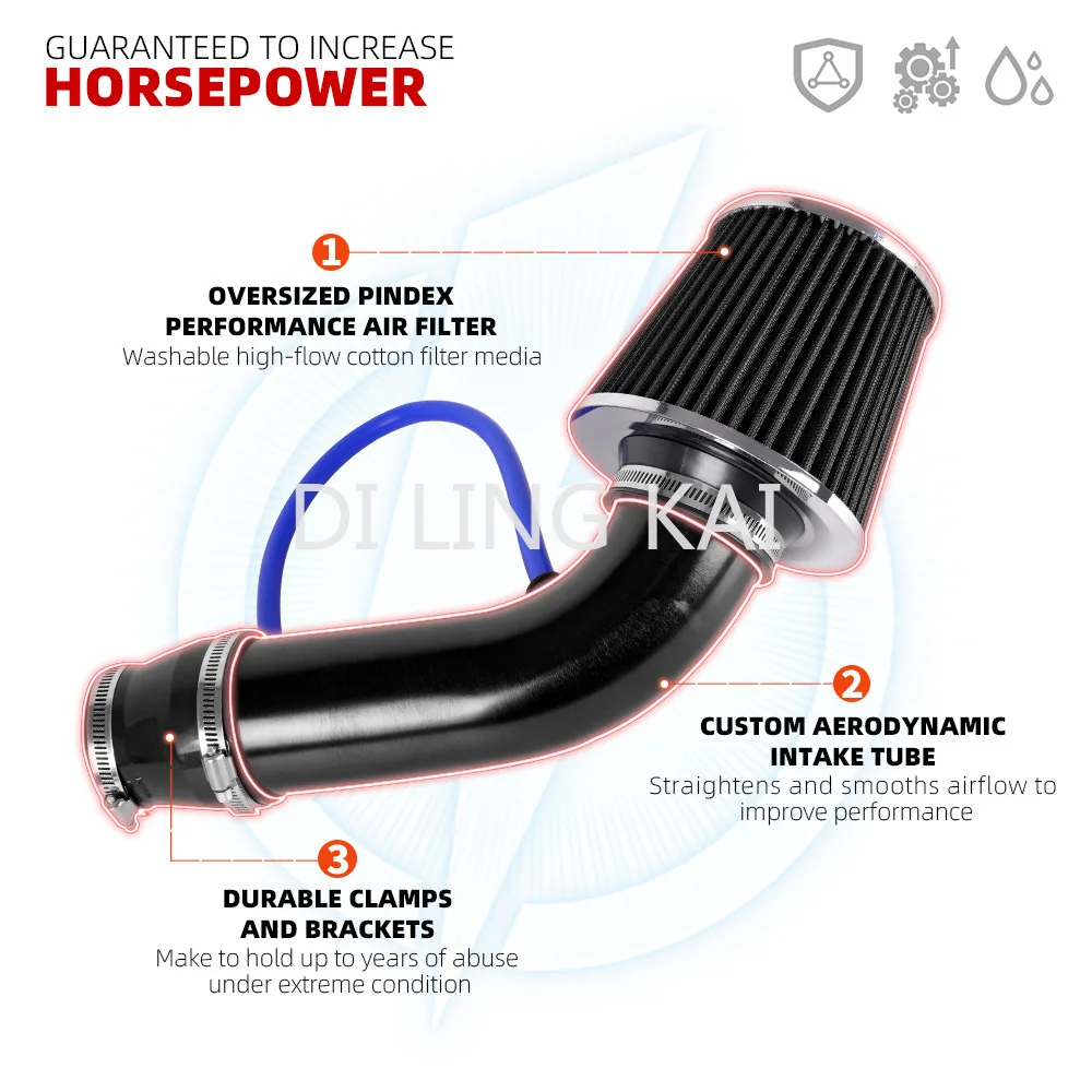Car Modify Cold Air Intake Kit 76mm/3inch Mushroom Head Air Filter Kit Large Flow Auto Spare Parts Accessories