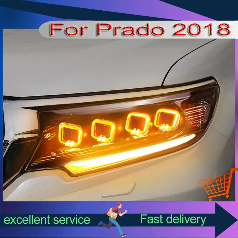 

Car For Toyota 2018-2021 Prado LC150 Headlight Upgrade DRL Front Lamp LED Dynamic Turn Signal Projector Lens Auto Accessories