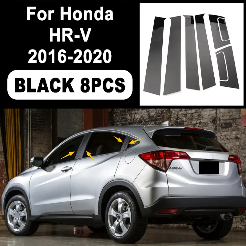 

Glossy Black B C Pillar Post Cover Car Sticker For Honda HRV HR-V 2016-2020 Window Door Decorative Accessories 2019 2018 2017