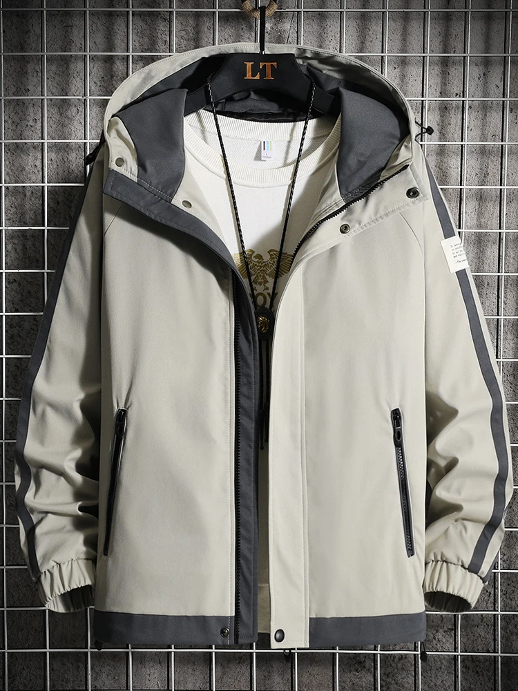 

Trendy American Men's Hoodie Jaet Striped Loose Fit Spring Autumn New Sle Casual Streetwear Polyester Fiber Long Sve