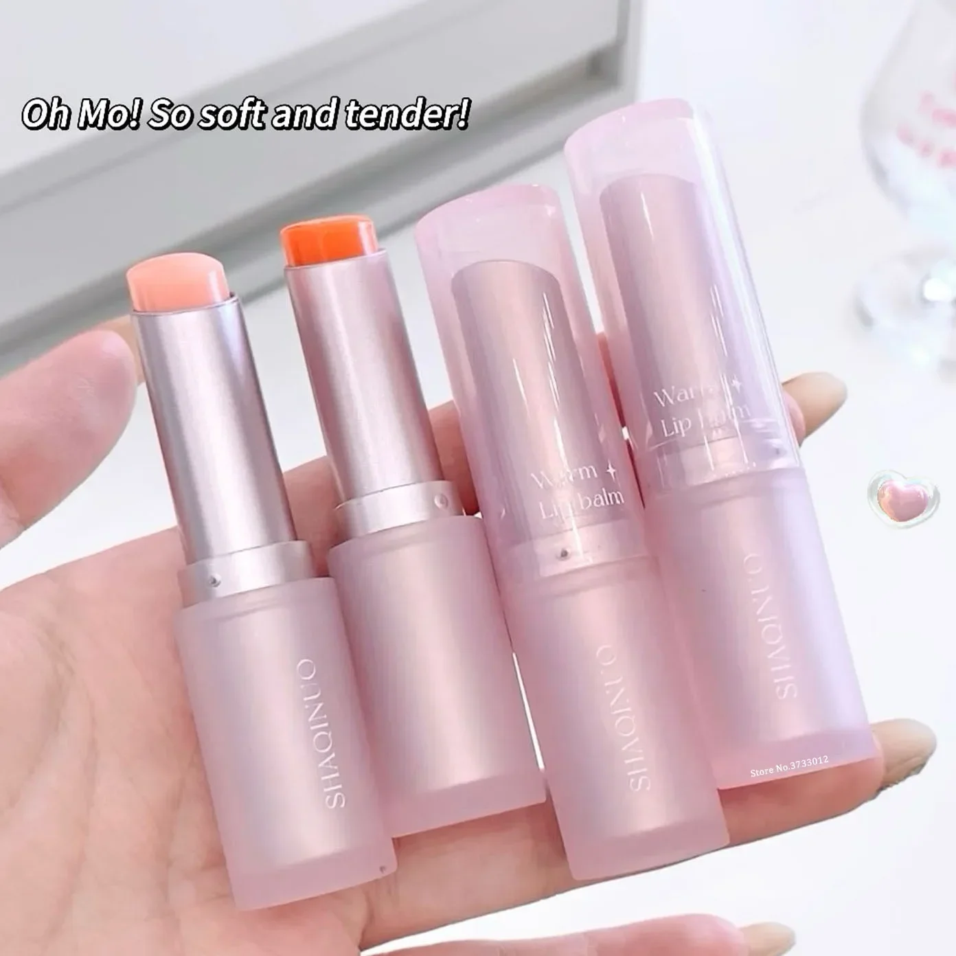 Heallor Colored Moisturizing Lip Balm Magic Lipstick Color Changing Transparent Peach Orange Tinted Lip Care Hydrating Anti-dryi