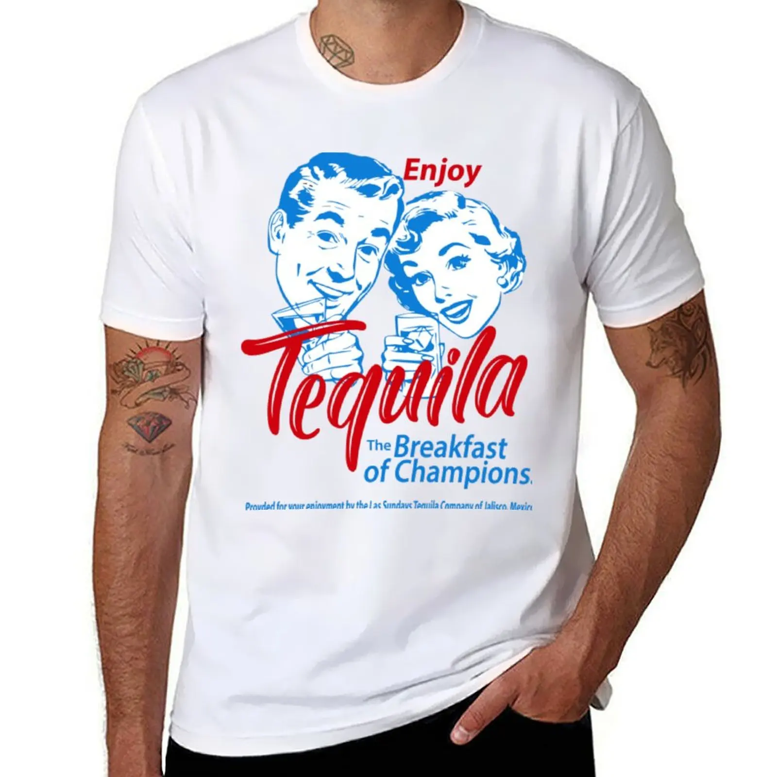

Enjoy Tequila The Breakfast Of Champions T-Shirt man t shirt heavy cotton funny t shirts man cotton t shirt pack T-shirt
