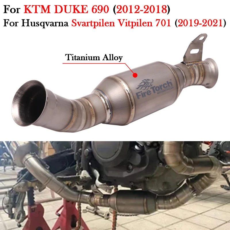 

Motorcycle Exhaust Muffler Titanium Middle Link Pipe For KTM DUKE 690 2012-2018 For Husqvarna Svartpilen Vitpilen 701 2019-2021