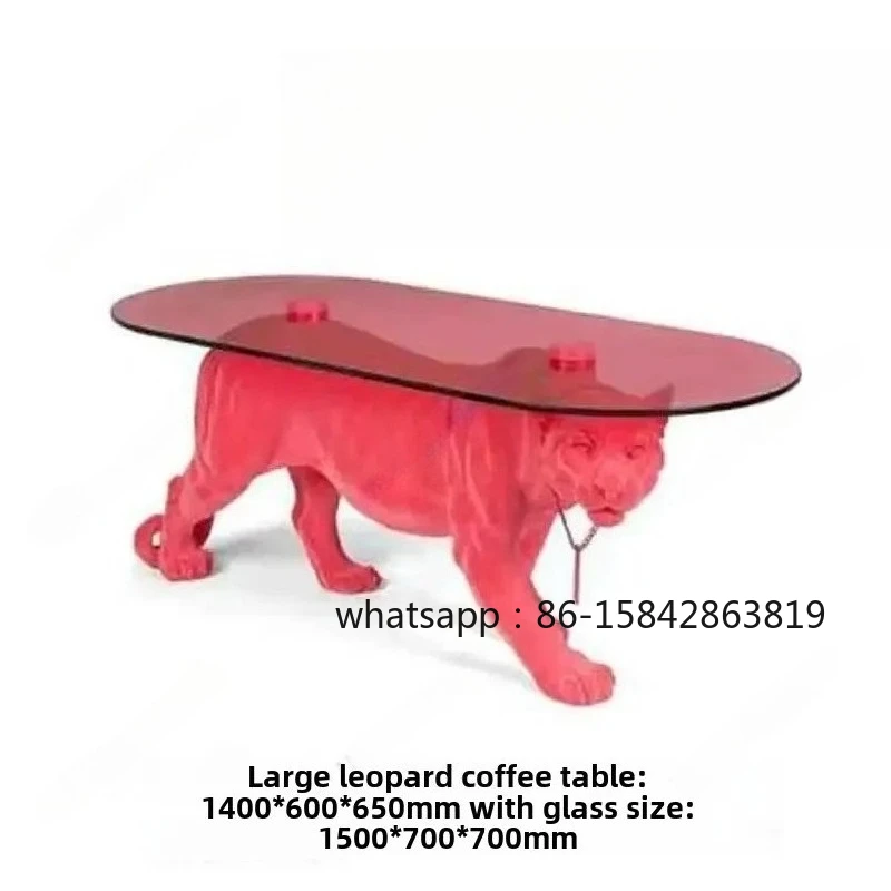 Luxuriöse Leoparden-Couchtische Wohnzimmermöbel Zentraler TV-Sofa-Beistelltisch Kreatives Design Große Bodendekoration Skulptur