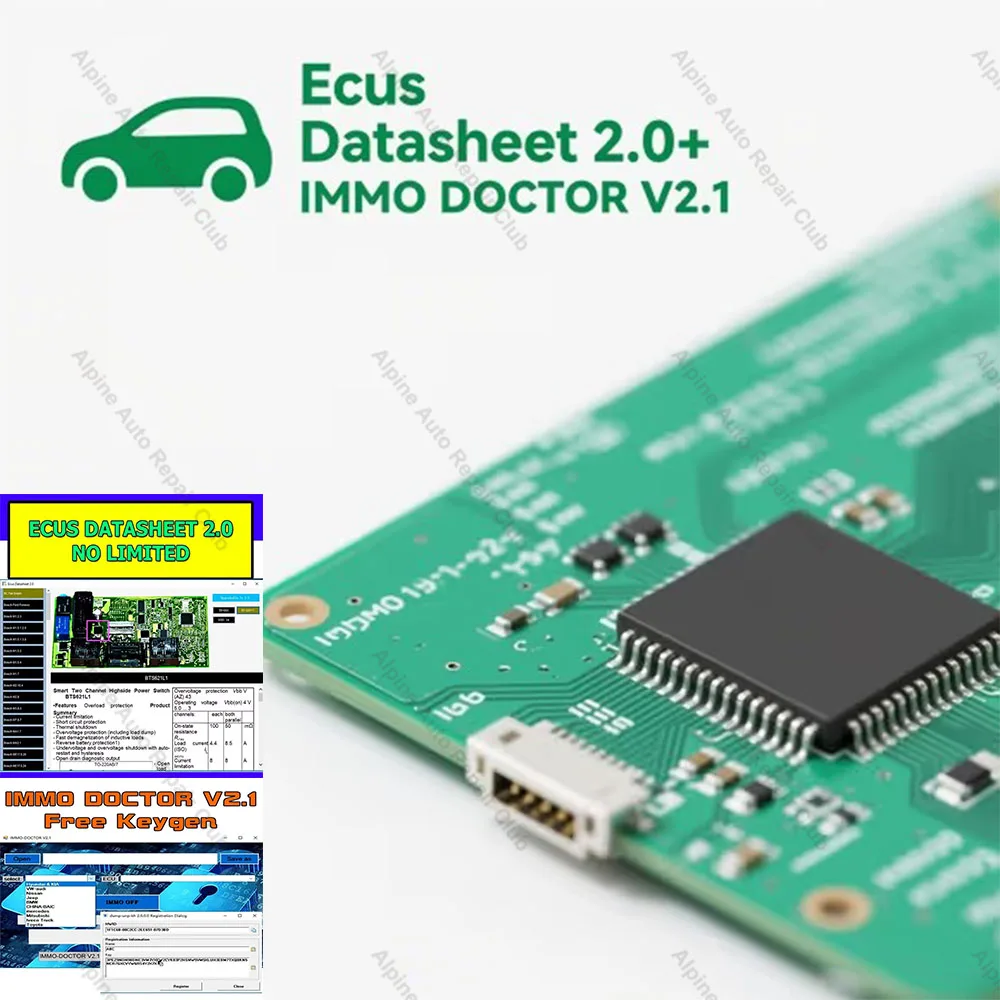 

ECU Datasheet 2.0 Schematics Kit Software + IMMO DOCTOR V2.1 With Unlimited KEYGEN MULTI BRAND Immo Off Software ECU Chip Tuning