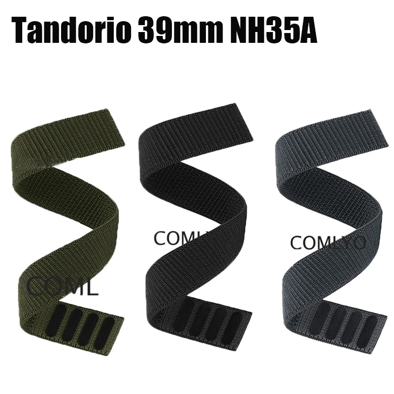 For Tandorio 39mm NH35A Strap Nylon Watch Men's Watches Band Hook&Look Soft Belt Outdoor Watchband 20MM