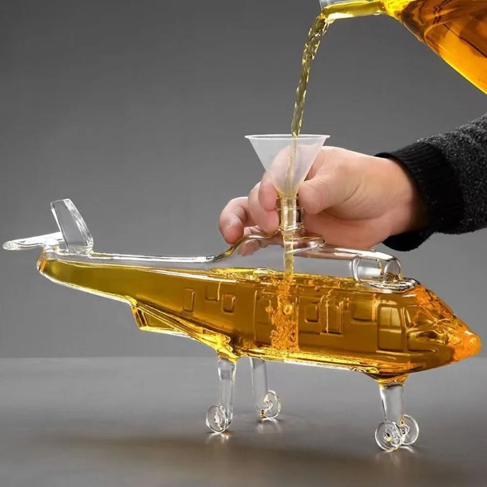 

Custom Borosilicate Glass Airplane Liquor Bottle Creative Shape Decanter Helicopter Glass Wine Flask Personalized Gift