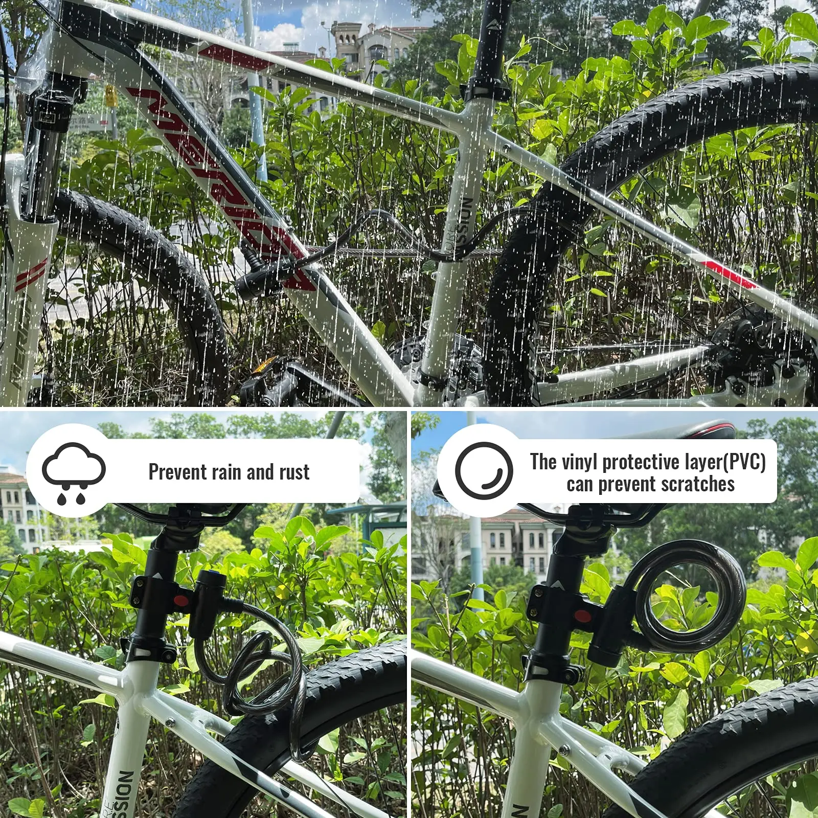 Bicycle Lock Outdoor Anti-Theft Bike Lock with 2 Keys Weatherproof Heavy Duty Bicycle Lock for Bicycle Motorcycle Scooter