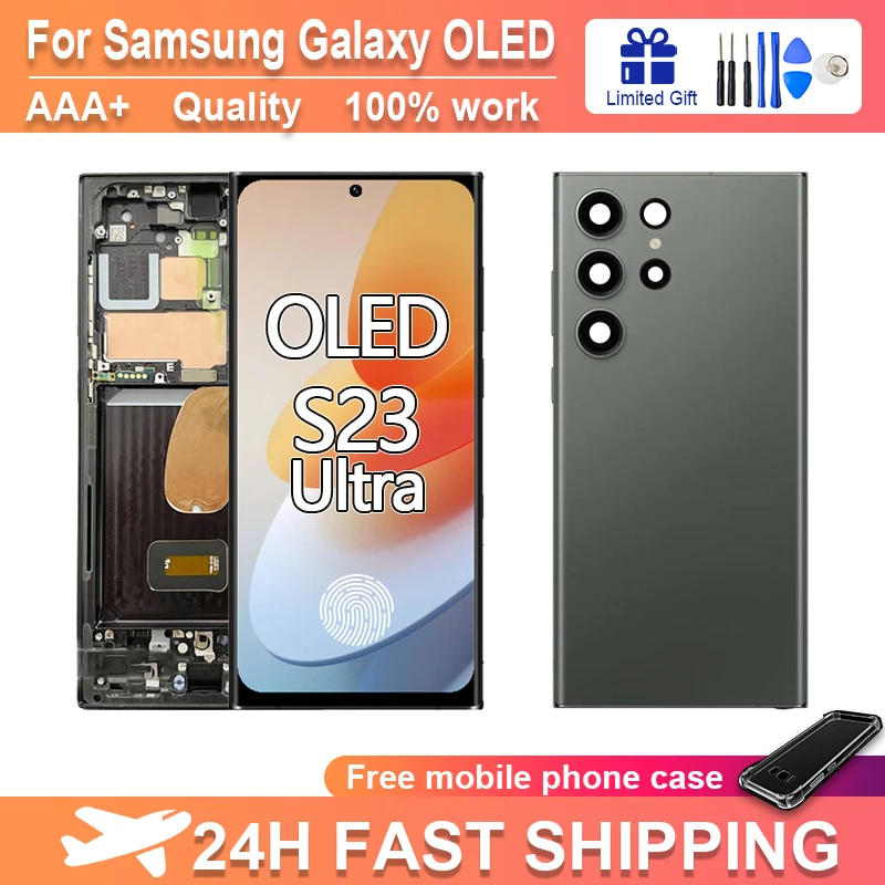 

Oled S23 Ultra Screen Assembly for Samsung Galaxy S23 Ultra S918N S918B/DS Lcd No defects Display Digital Touch Screen Replace