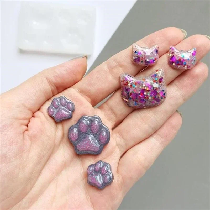 Home Decoration Crafts Small Cat Claw Crystal Epoxy Resin DIY Silicone Mold Cat Face Cat Claw Keychain Jewelry Pendant Mold