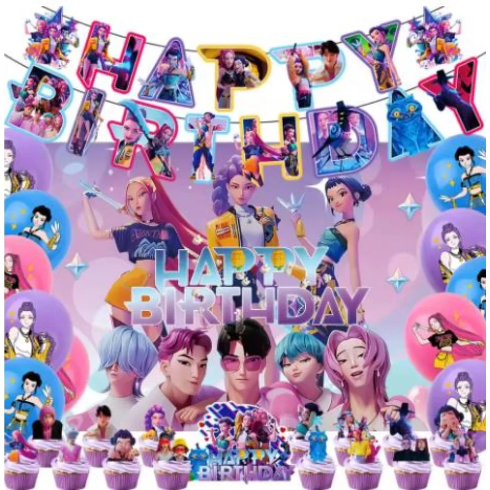 جديد حار Kpop الساحرة هانت عيد ميلاد مجموعة هدية موضوع حفلة عيد ميلاد لوازم مجموعة ورقة لوحة الأنسجة مفرش المائدة الديكور هدية