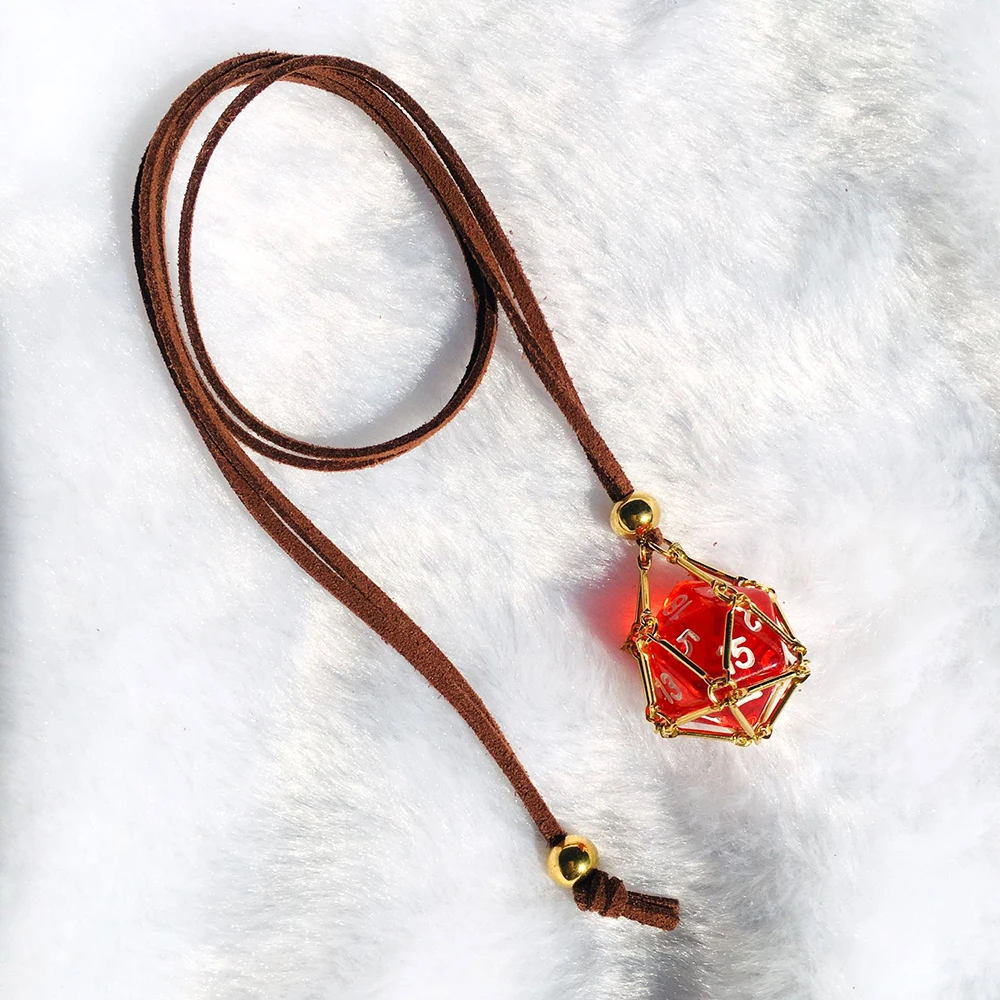 اليدوية سلك ملفوفة D20 النرد قلادة براون الجلد المدبوغ الحبل الملونة آر بي جي قلادة خمر يدويا مجوهرات لهدايا عشاق اللعبة #3