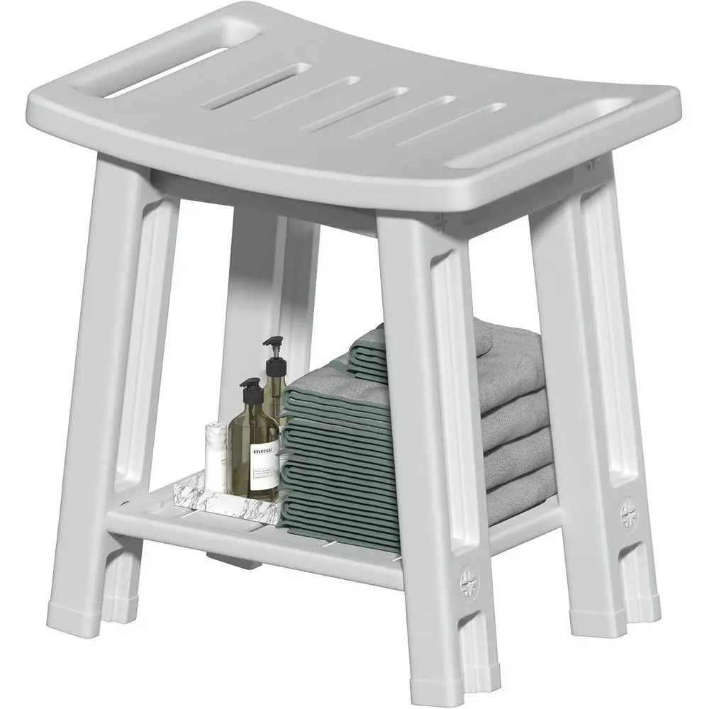 

Heavy Duty 400 lbs Shower Stool with Anti-Slip Feet, Light Gray for Adults, Elderly, and Disabled