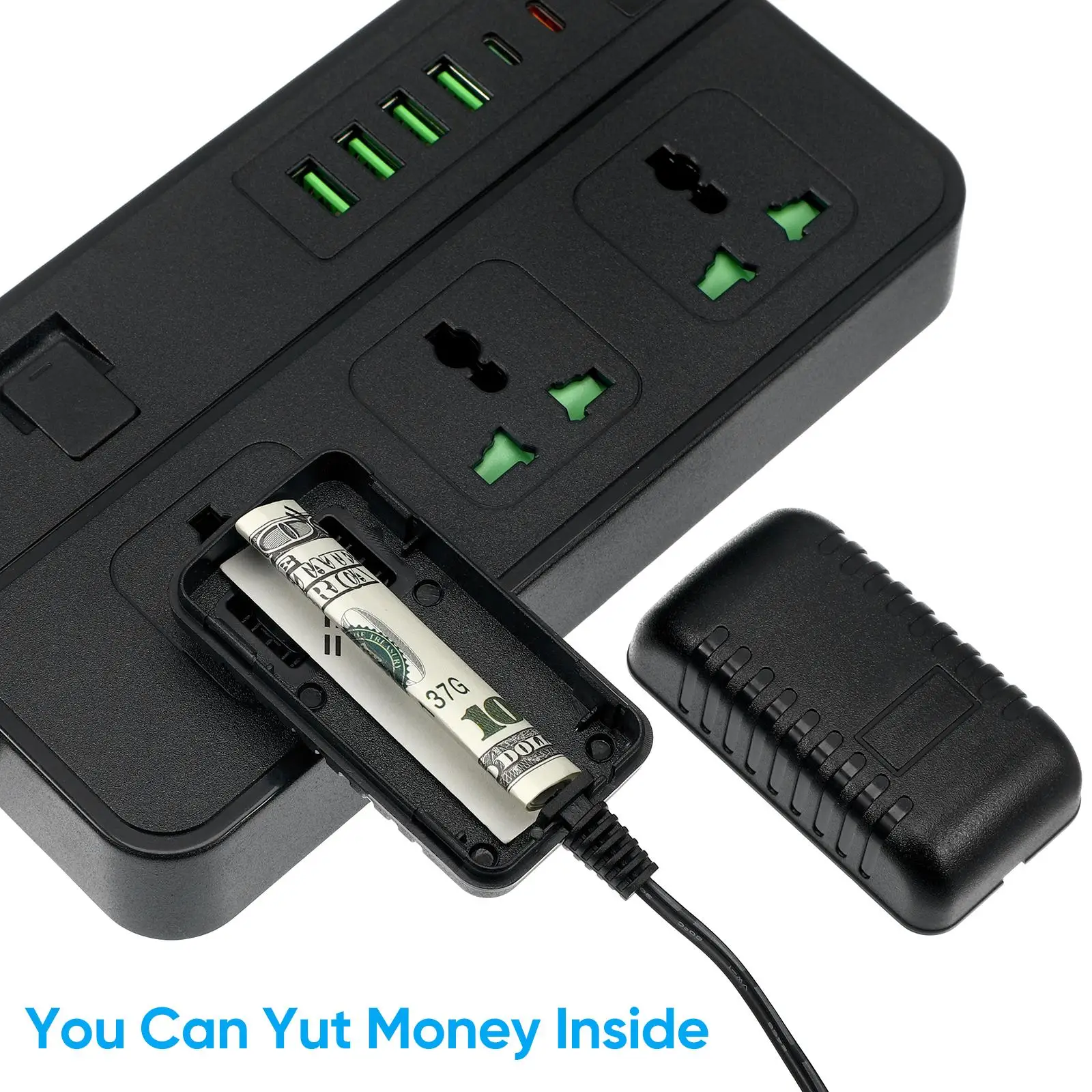 Charging Plug Storage Box Safe Container for Black Artificial Cash Holder Durable Plastic Protector