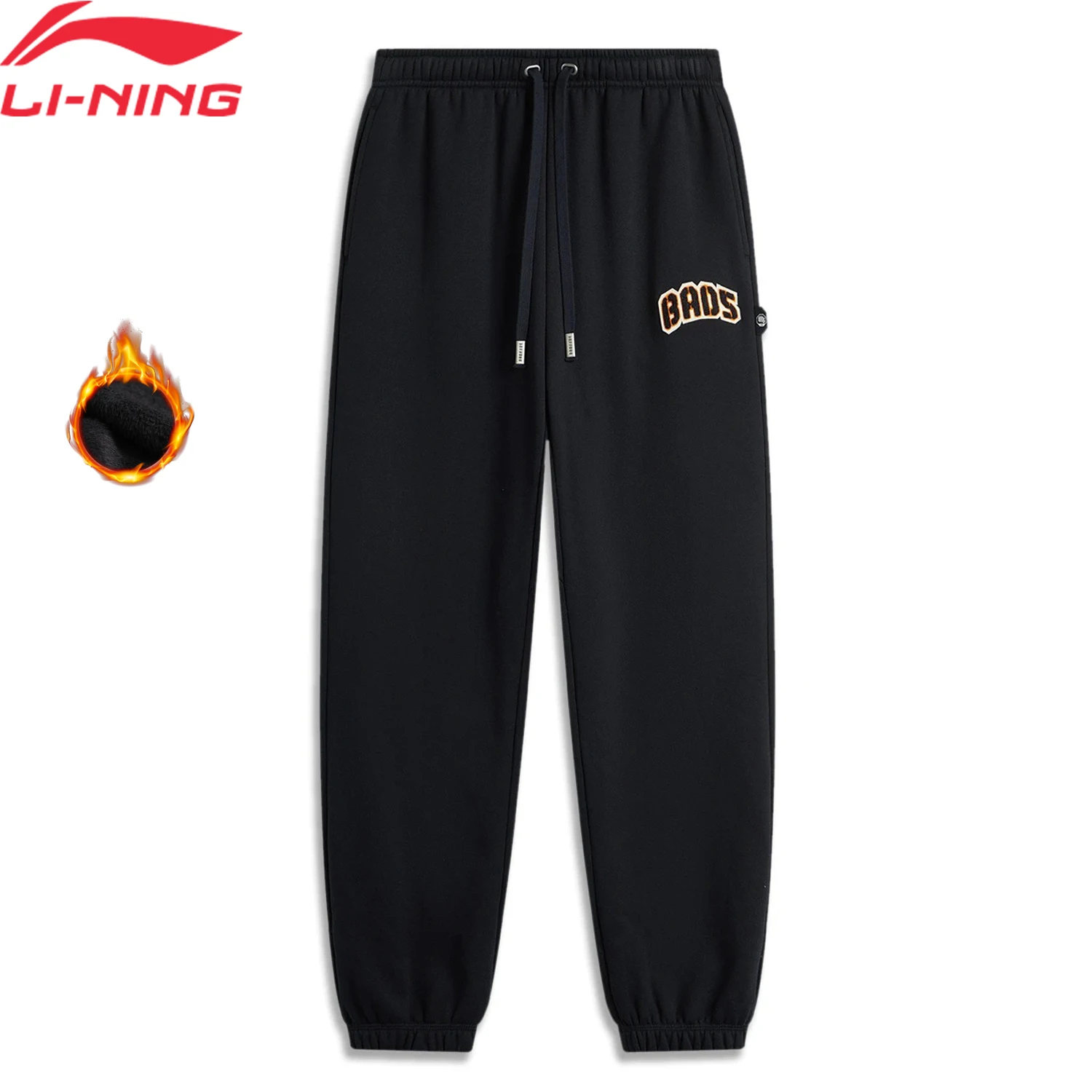 Li-Ning Men BADFIVE Basketball Pants WARM AT Winter Fleece Loose Fit 70%Cotton 30%Polyester Comfortable Sport Trousers AKLU519