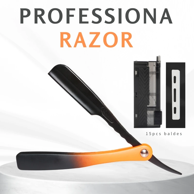 NEW Zinc Alloy Manual Straight Razor Professional Beard Shaver Hair Removal Knife Gradient Handle Replaceable Blade Razor Holder