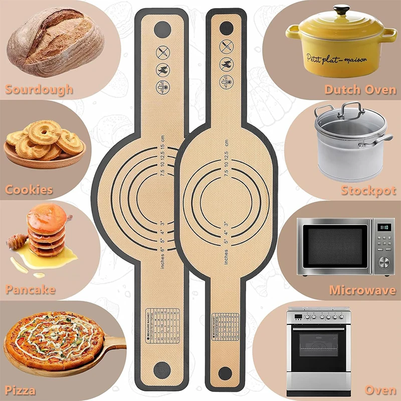 1/2/4PCS Silicone Bread Sling for Dutch Oven Portable Reusable Non-Stick Silicone Baking Mat Easy To Clean Dough Transfer Pad