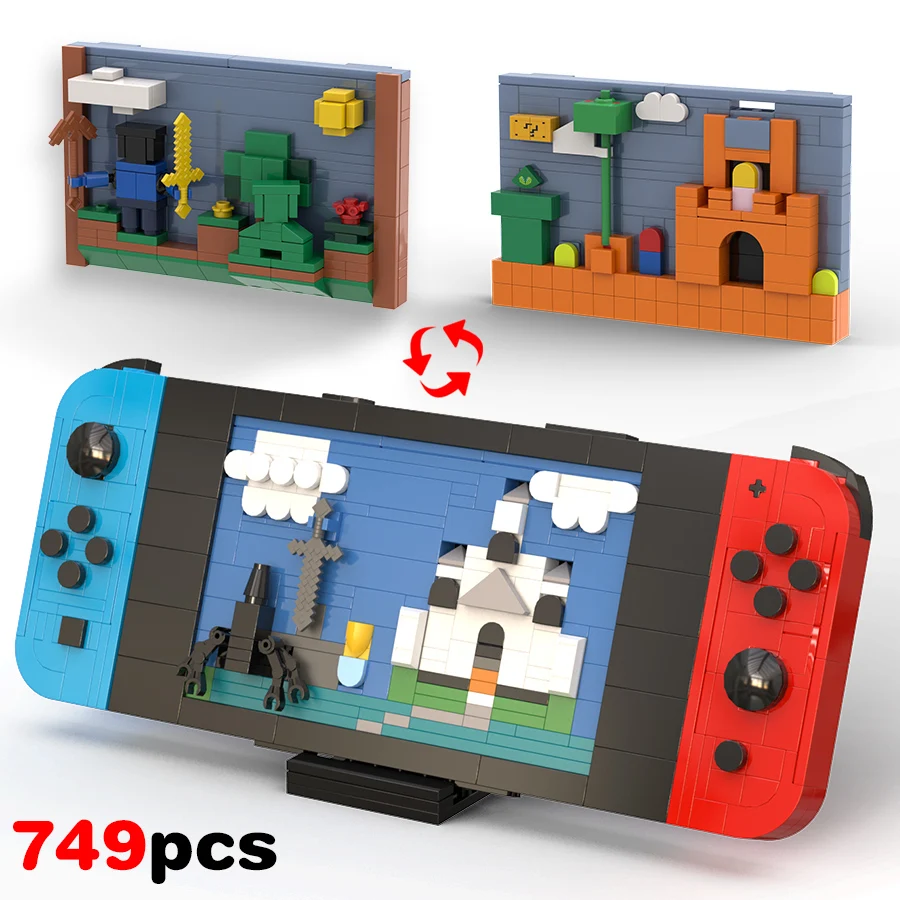 MOC 2024 Mini Games Console Building Blocks Set Handheld Retro Controller Machine Ideas DIY Bricks Children Birthday Toys