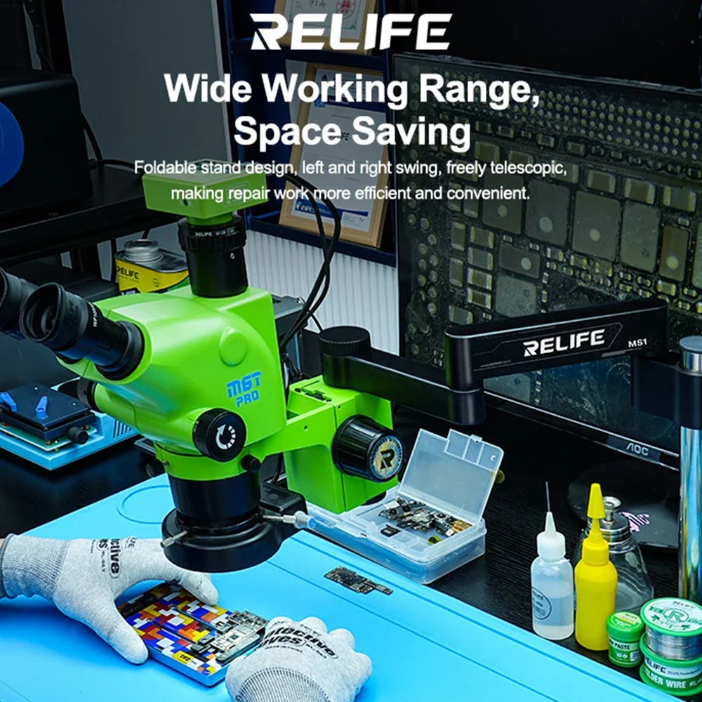 Universal Microscope Mounting Stand - 360° Swivel Folding Arm, Wall or Table Clamp, Compatible with Most Microscope Models (MS1)