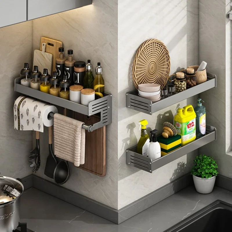 

Perforation-free wall-mounted household seasoning supplies Daquan kitchen shelf rack rack multifunctional storage rack