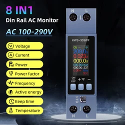 KWS-303 8 IN1 Din Rail AC100-290V/40A Voltage Current KWH Electric Energy Monitor Meter VOLT AMP Voltmeter Ammeter Wattmeter