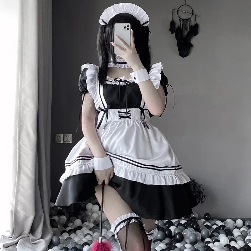 

Cute Maid Dress Women Sexy Lingerie Girls Servant Uniform Ladies Cosplay Outfit Anime Skivvy Role Play Costumes Lolita Clothes