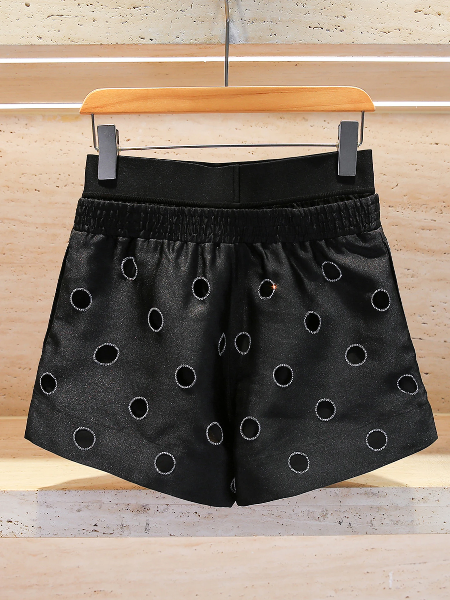 orts de Pierna Ancha de Cintura Alta con Incrustaciones de Diamantes, Versátiles y Casus para Mujer, Moda Otoño 2025 de ...