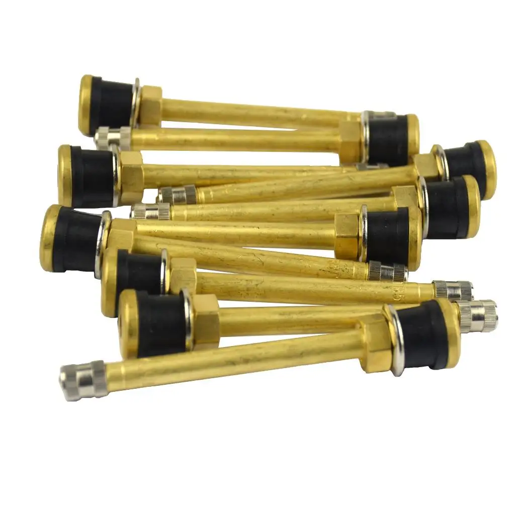 10pcs/lot 103mm Brass Auto Tire Valve Extension Adaptor, Tyre Stem Extender Straight Bore for Truck (103mm)