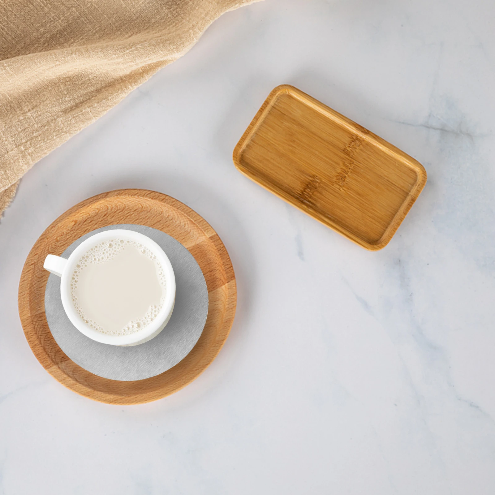 

1 set 1 Set Round Dinning Table Coasters Silver Rust-Proof Insulated Anti-Slip Bowl Mats Wear-Resistant Stainless Steel Cup Mats