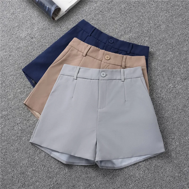 

Solid Casual Elegant Trendy OL Office Lady Short Women's Pants Korean Sweet Fashion Elastic Waist Basic All-match Loose Shorts