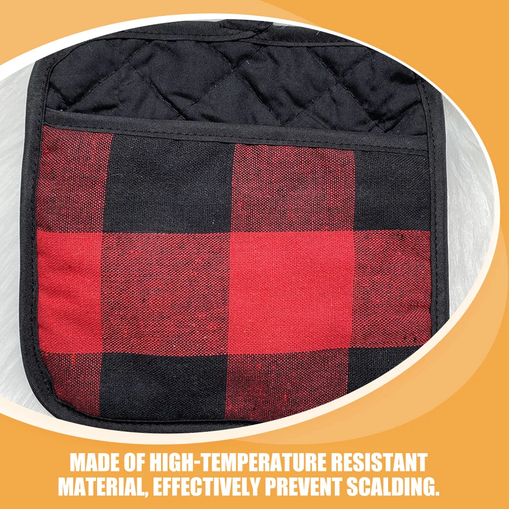 

4Pcs Stylish Plaid Oven Mitts Heat Resistant Anti-Scald Baking Gloves Non-Slip Washable Pot Holders Oven Mitt