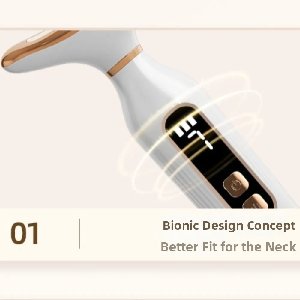 7-Color LED Light Face Massager 4 Heat Levels 7 Vibration Modes Facial Beauty Device LCD Display Adjustable Neck Massager