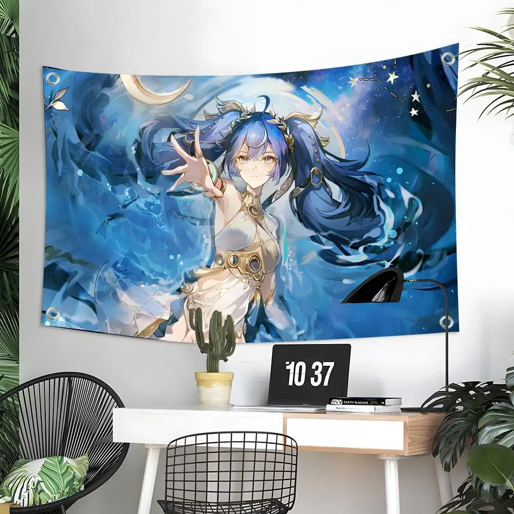 Wuthering Waves Iuno Flags Custom Wall Hanging Background Art Banner For Bedroom Home Living Room Outdoor Decor