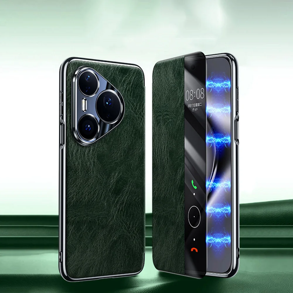 

Для Huawei Pura 80 Ultra/80 Pro +/80 Pro/80 откидная крышка из натуральной кожи с видом на окно, противоударный чехол в стиле милитари