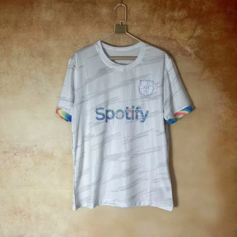 

25-26 Barcelona Rainbow Edition Фанбо-футбол Матч тренировочный спортивный трикотаж с короткими рукавами