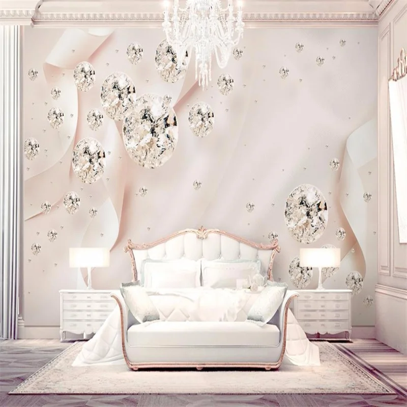 

Custom Large 3D Wallpaper Murals Brief pink Wallpaper For Walls 3 D beautiful crystal ball Wall Murals TV Desktop Wallpaper