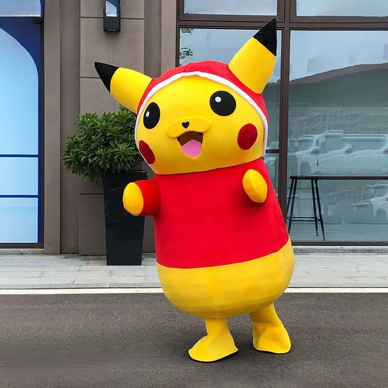 

Potdemiel Pokemon Pikachu Mascot Costume Full Body Cartoon Suit for Halloween Christmas Party Performance Cosplay Props