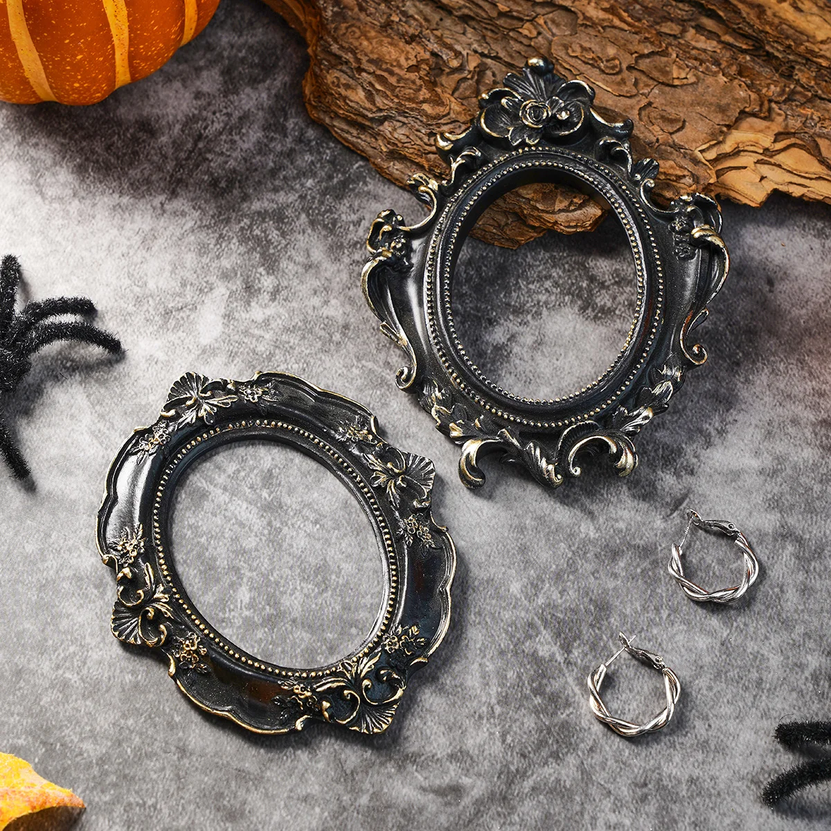 Halloween Decor Resin Material Black Oval Frame