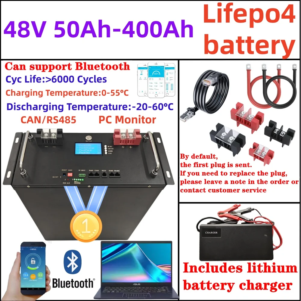 

Литиевая батарея Lifepo4 48В 100Ач 120Ач 150Ач 200Ач 300Ач 400Ач с Bluetooth BMS для систем хранения солнечной энергии и базовых станций