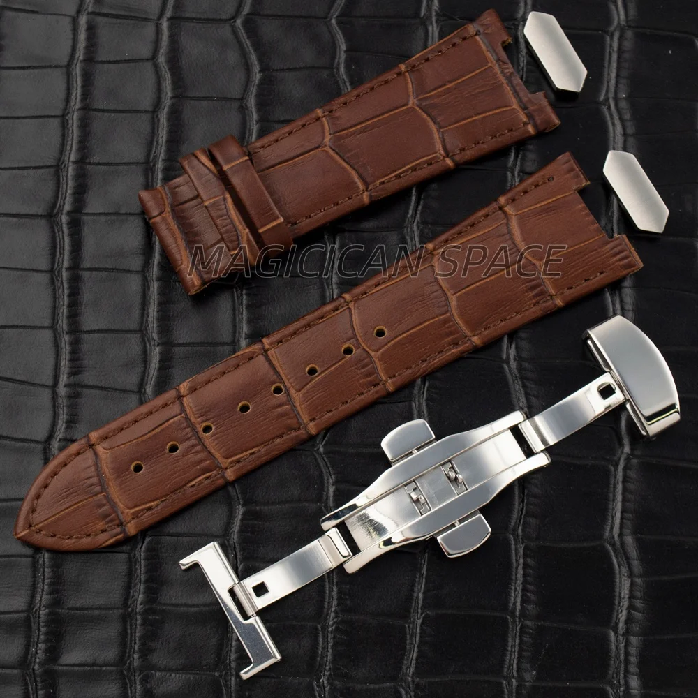 

High Quality Silver/Rose/Gold For VC222 Men Watch Genuine Leather Strap Watch Band 25.6mm Wristband Watch Bracelet Replacements