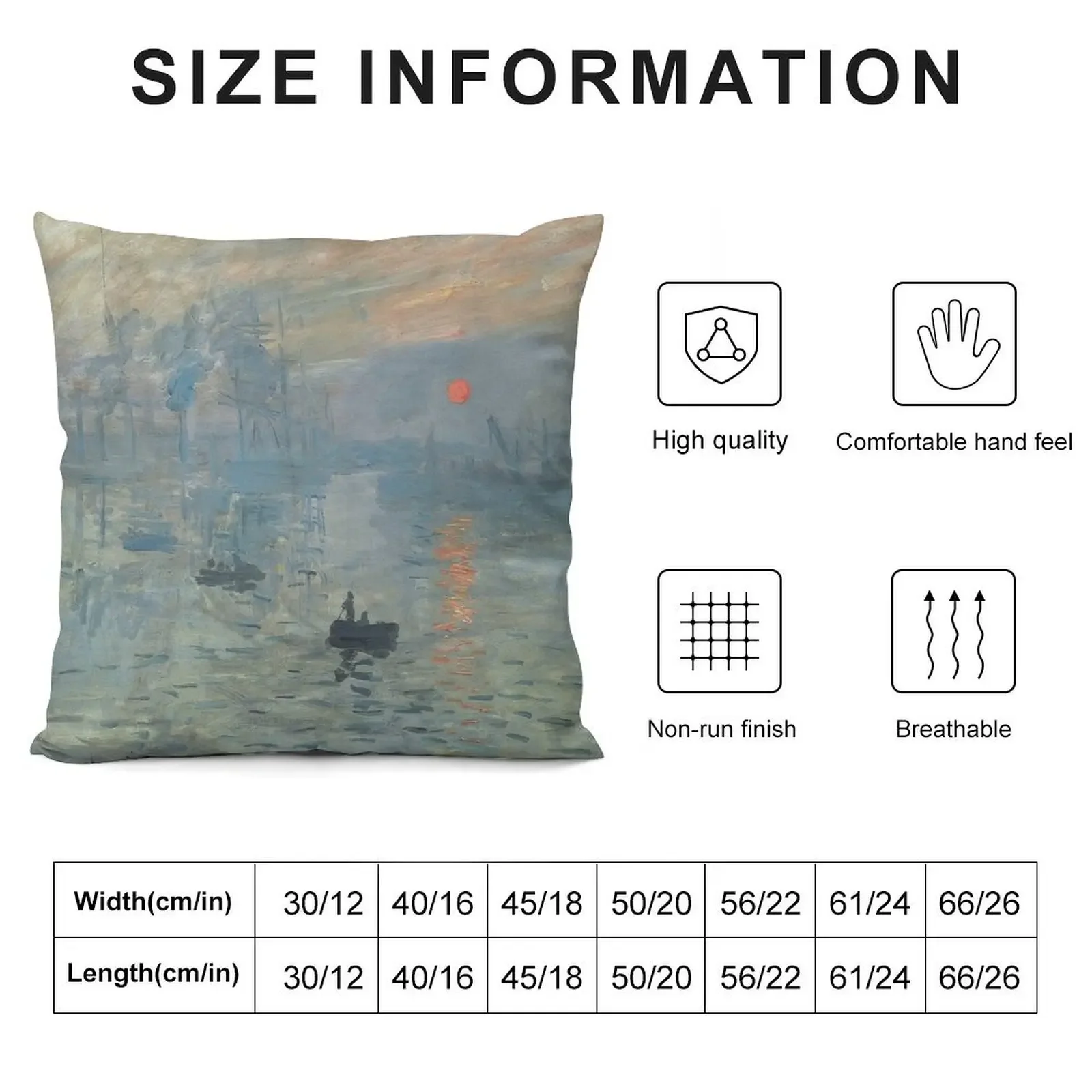 Monet Impression Sunrise Fine Art Throw Pillow Ornamental Pillow Sofas Covers christmas pillowcases pillow