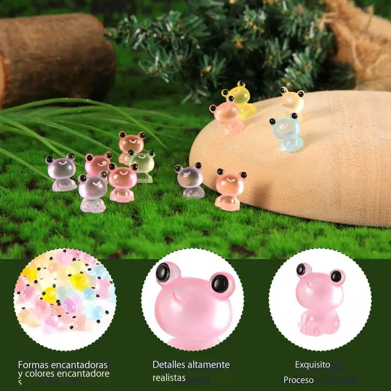 Mini Frösche 40 Stück Miniatur Frosch im Dunkeln leuchten Frösche bunte DIY Bastel zubehör für Landschaft Aquarium Garten Topf