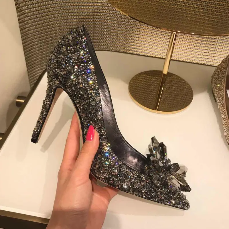 Women's Shoes Luxury Rhinestone High Heels Women Pumps Fashion Pointed Toe Woman Crystal Party Wedding Shoes Zapatos De Mujer view 6