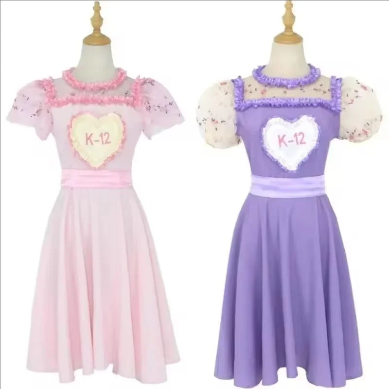 Disfraz de Angelita, la Llorona, para niñas de K-12, uniforme K12, vestido rosa y morado, atuendo de Halloween, inspirado en la película y en la personaje de Melanie Martinez.