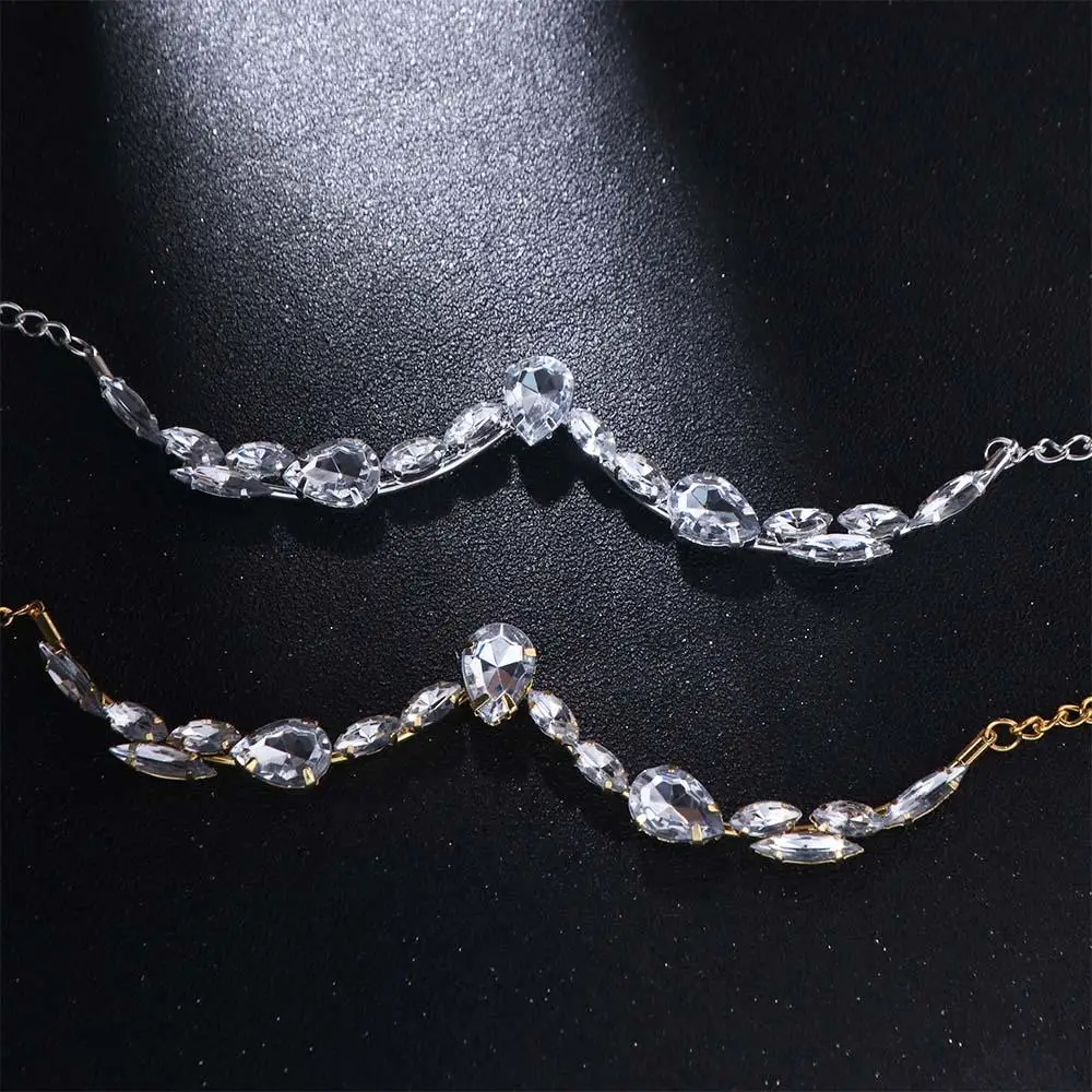 Long Rhinestone Face Chain Luxury Water Drop Shape Glitter Mask Decoration Shiny Face Jewelry Half Frame Glasses Chain Girls